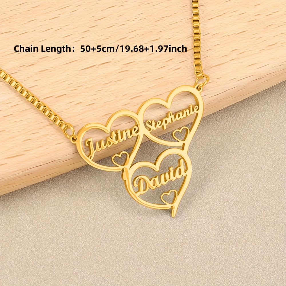 Personalized Stainless Steel Heart Name Necklace, Custom Gift
